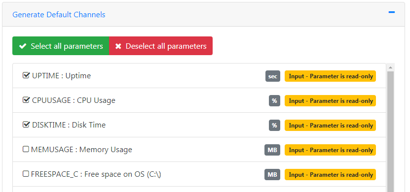 Generate Default Channels Selection