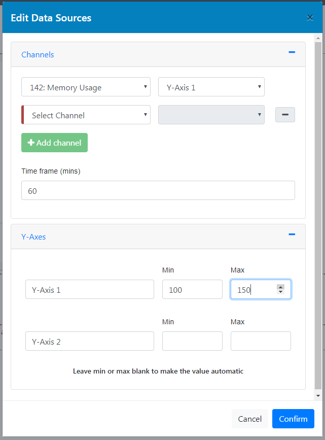 Add Y axis range values