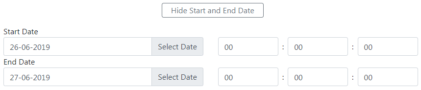 Start and End Date Selection